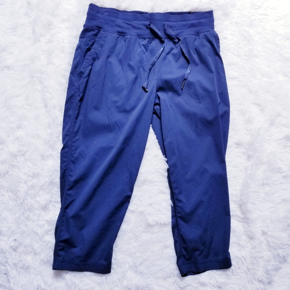Lululemon Navy Cropped Studio Crop Pants Drawstring Dance Waist
